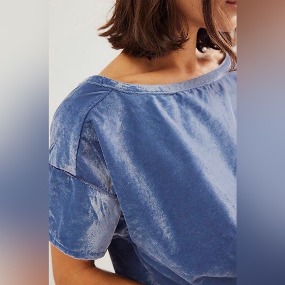 30. NWOT Free People Cloud 9 Velvet Top - Picture 3 of 5